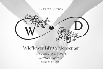Wildflower Infinity Font for Monogram Art Projects